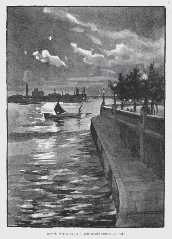Westminster vanaf Blackfriars Bridge, Nacht door William Luker