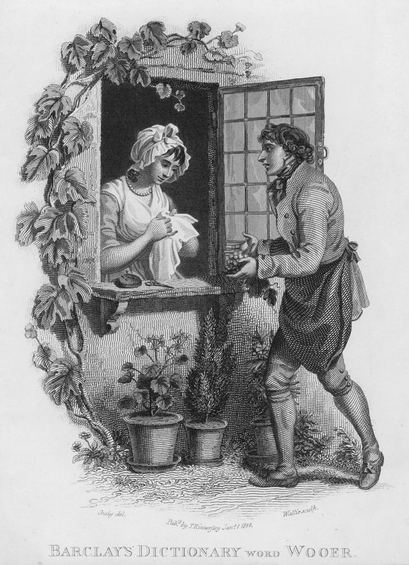 Barclays Woordenboek, woord: Vrijer (gravure) door William Marshall (after) Craig