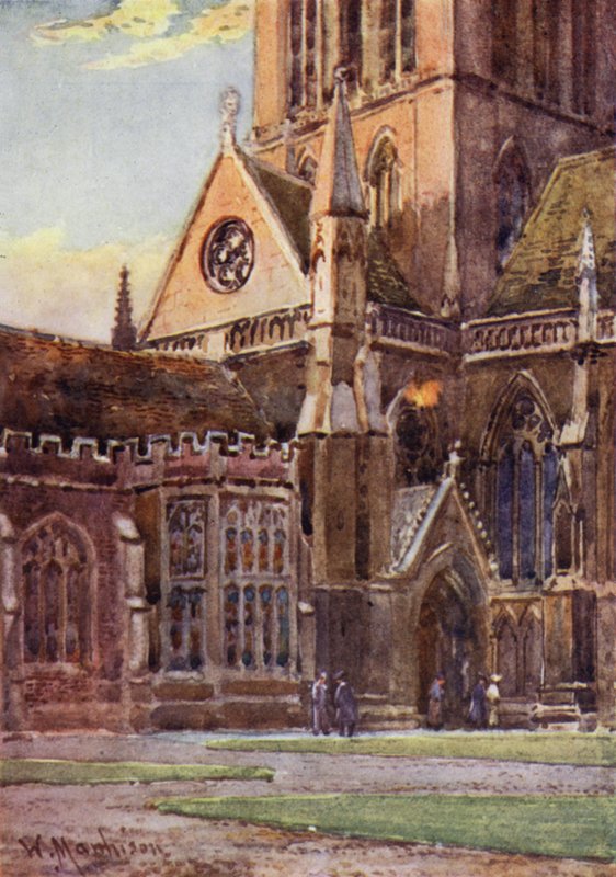 Ingang naar St Johns College Kapel vanaf de Eerste Hof door William Matthison