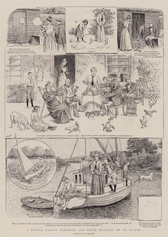 Een Schotse Familie Robinson en hun Vakantie op een Eiland door William Ralston