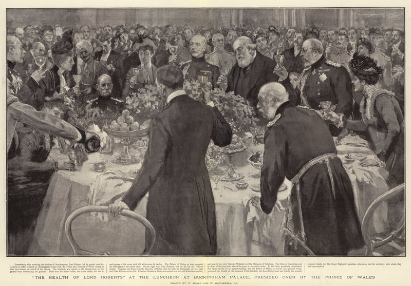 De gezondheid van Lord Roberts tijdens de lunch in Buckingham Palace, voorgezeten door de Prins van Wales door William Small