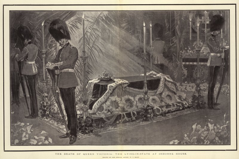 De dood van koningin Victoria, de lijkstaat in Osborne House door William T. Maud