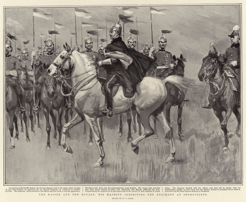 De Keizer en de Royals, Zijne Majesteit inspecteert het Regiment in Shorncliffe door William T. Maud