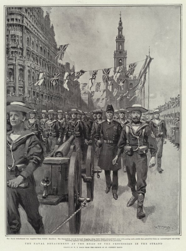 Het marinedetachement aan het hoofd van de processie in de Strand door William T. Maud