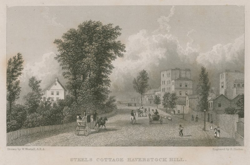 Cottage van Sir Richard Steele, Haverstock Hill door William Westall