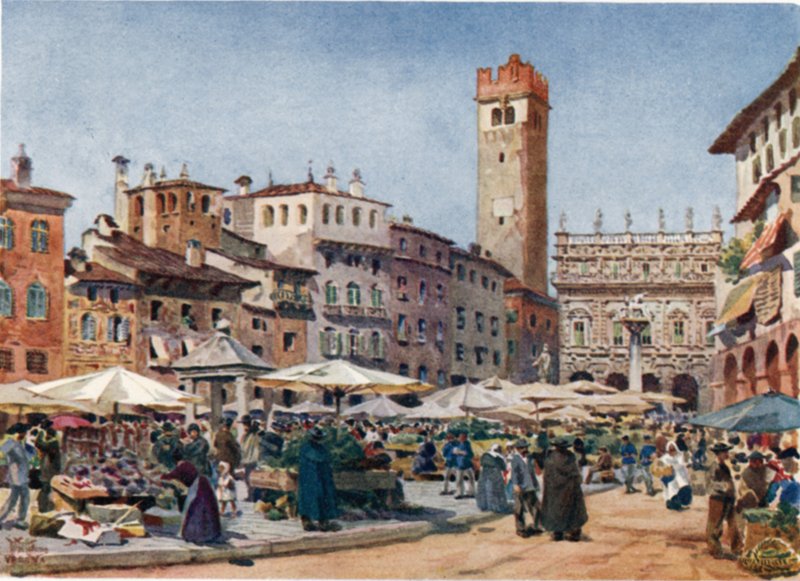 Verona. De markt door William Wiehe Collins