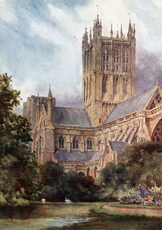 Wells, kathedraal en de vijvers door William Wiehe Collins