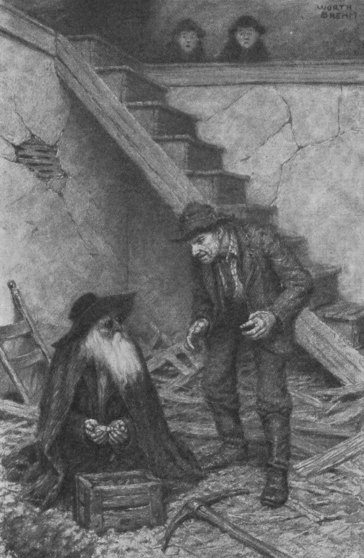 "Maat, hier zijn duizenden dollars," zei Injun Joe (litho) door Worth Brehm