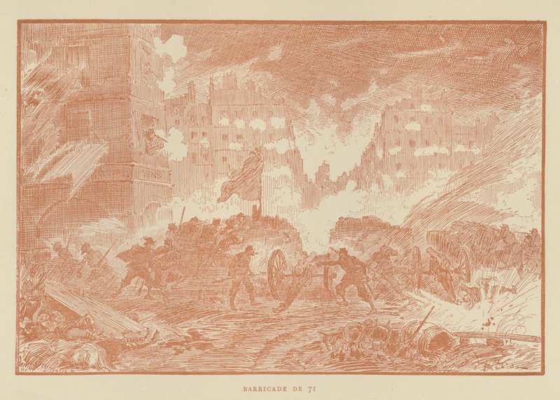 Barricade van 71 door after Albert Robida