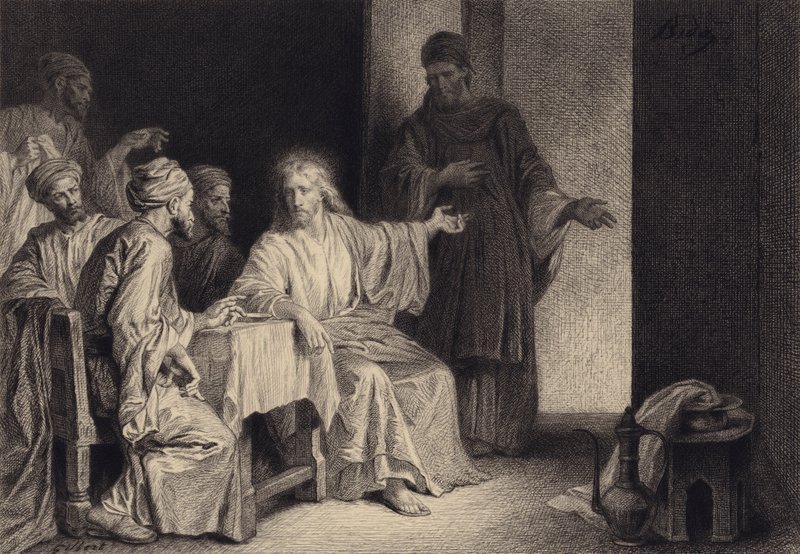 Christus geneest de man met waterzucht door after Albert Robida