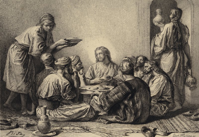 Jezus eet met tollenaars en zondaars door after Albert Robida