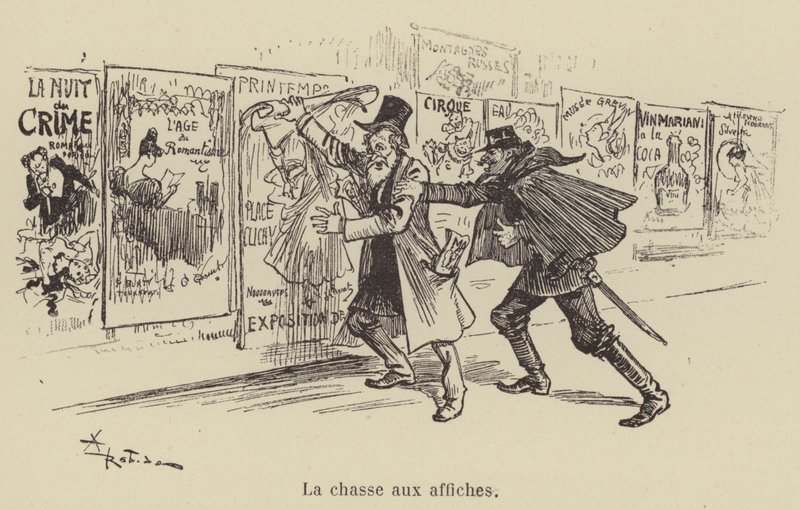 De jacht op affiches door after Albert Robida