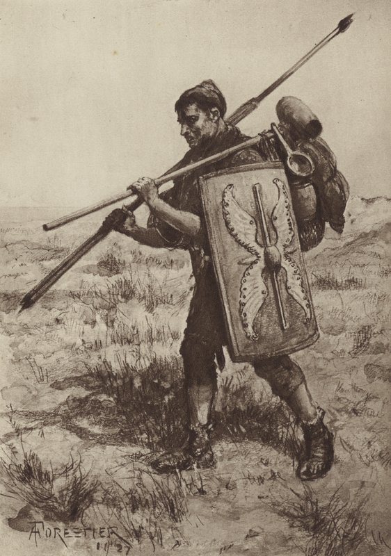 De Impeditus, of Volledig uitgeruste Voetsoldaat door after Amedee Forestier