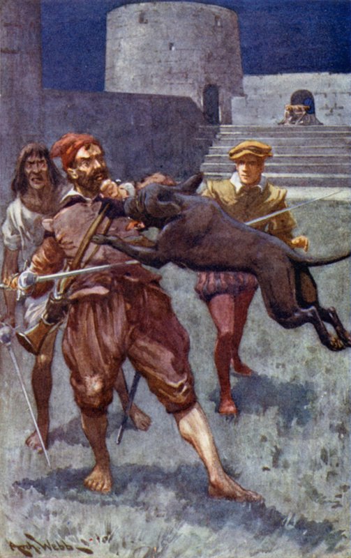 De matroos stak zijn linkerhand op om de aanval af te weren door after Archibald Bertram Webb