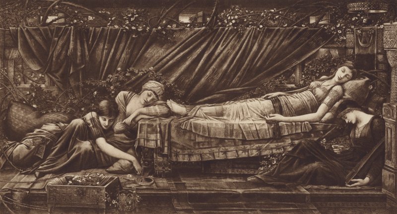 De Schone Slaapster door after Edward Coley Burne Jones
