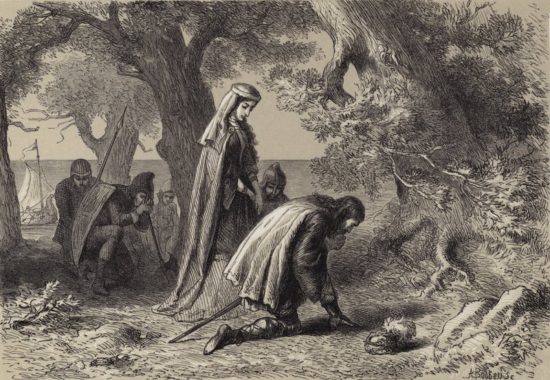 Thorfin en Gudrida aan de kust van Vineland door after Felix Octavius Carr Darley