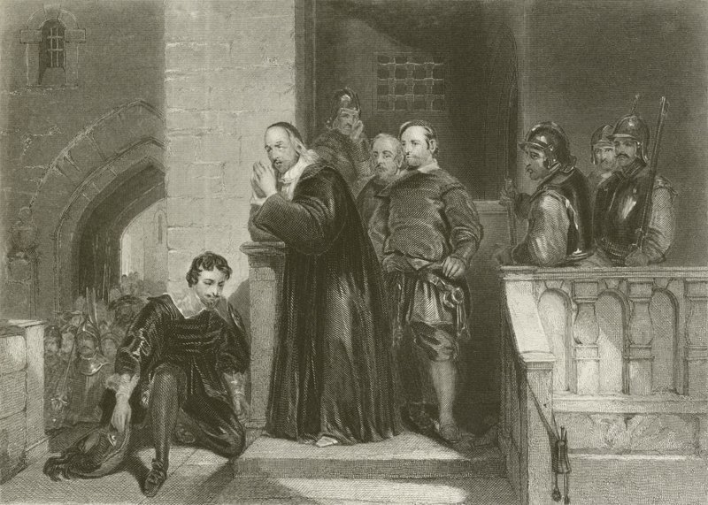 Aartsbisschop Laud zegent Strafford door after George Cattermole