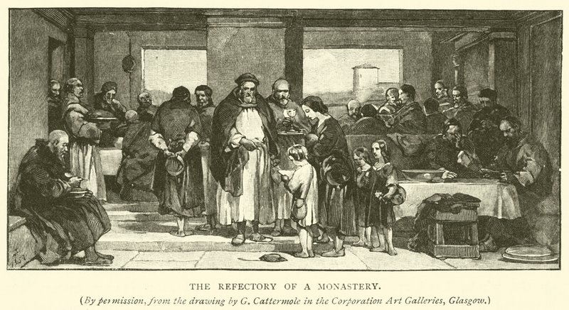 De refter van een klooster door after George Cattermole