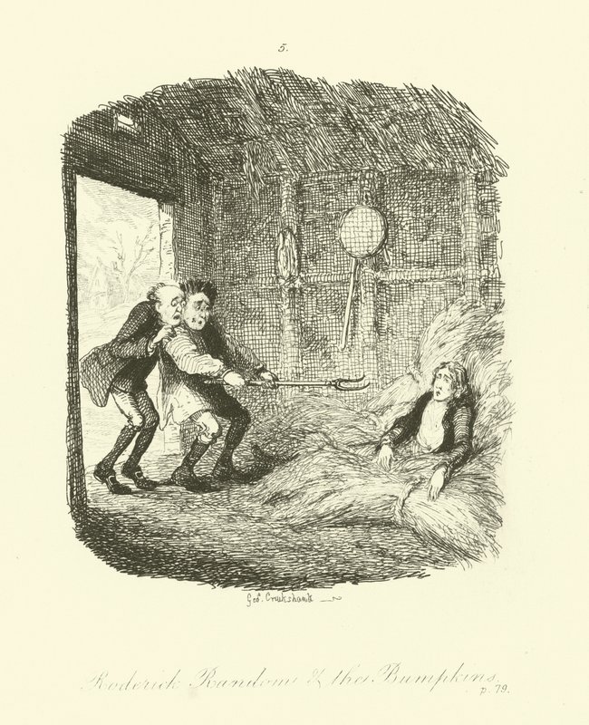 Illustratie voor Roderick Random door Tobias Smollett door after George Cruikshank