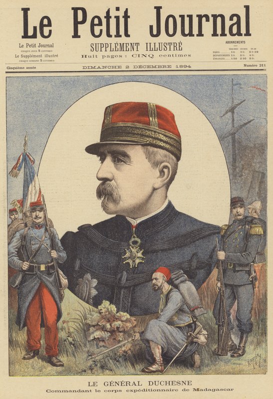 Generaal Duchesne, commandant van de Franse expeditieleger naar Madagaskar door after Henri Meyer