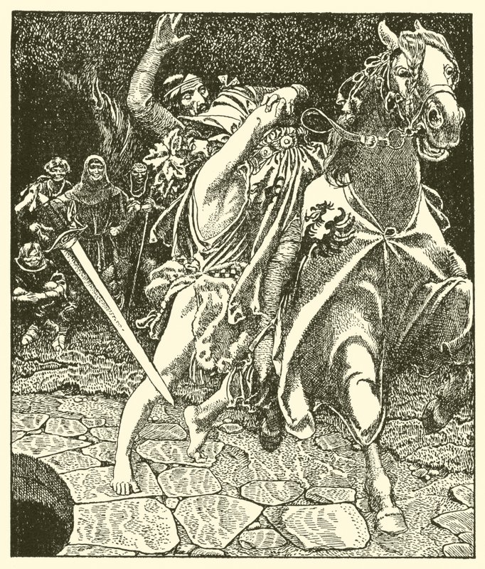 Sir Kay en de bosgek door after Howard Pyle