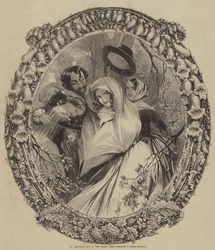 Sint Swithins Dag in de Oude Tijd door after Joseph Kenny Meadows