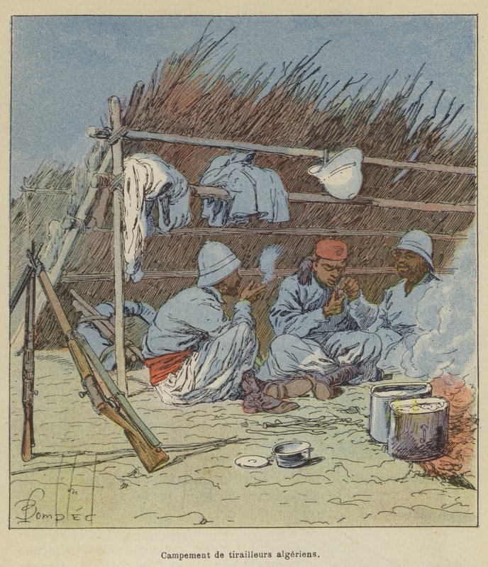 Kampement van Algerijnse scherpschutters door after Louis Charles Bombled