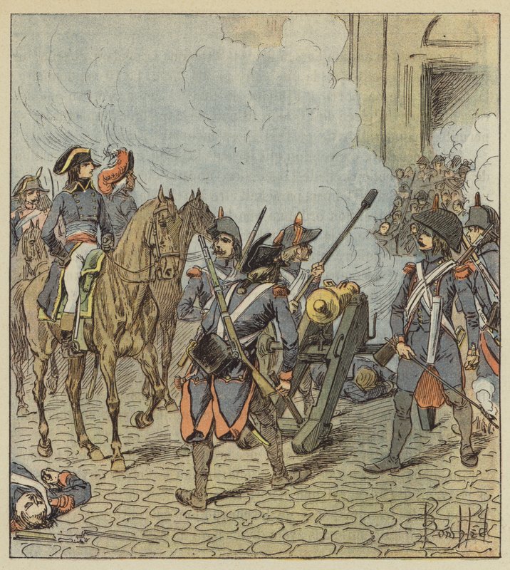 Dag van 13 vendemiaire, Bonaparte laat de secties van Saint-Roch beschieten door after Louis Charles Bombled