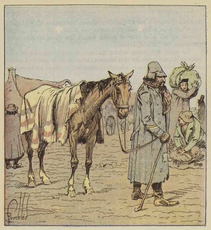 Joodse handelaar die de Duitse legers vergezelt, naar de natuur door after Louis Charles Bombled