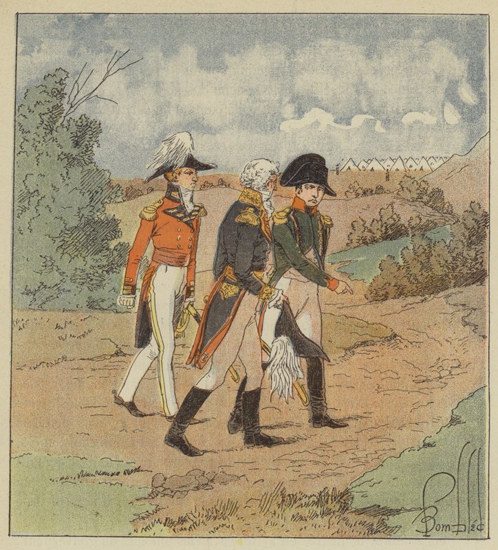 De Keizer praat met de Engelse admiraal in aanwezigheid van de gouverneur door after Louis Charles Bombled