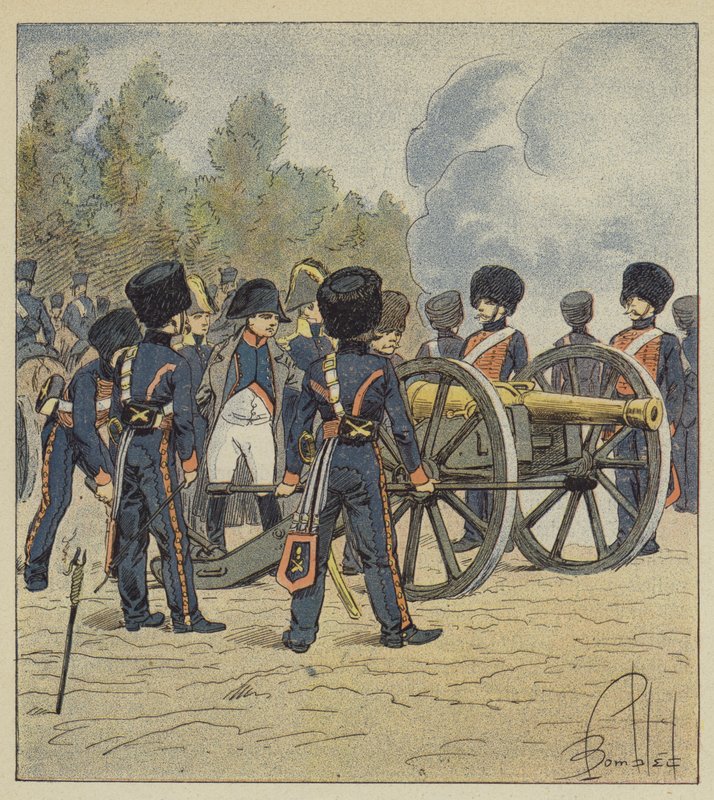 De Keizer richt zelf de stukken van de garde, in Montereau door after Louis Charles Bombled
