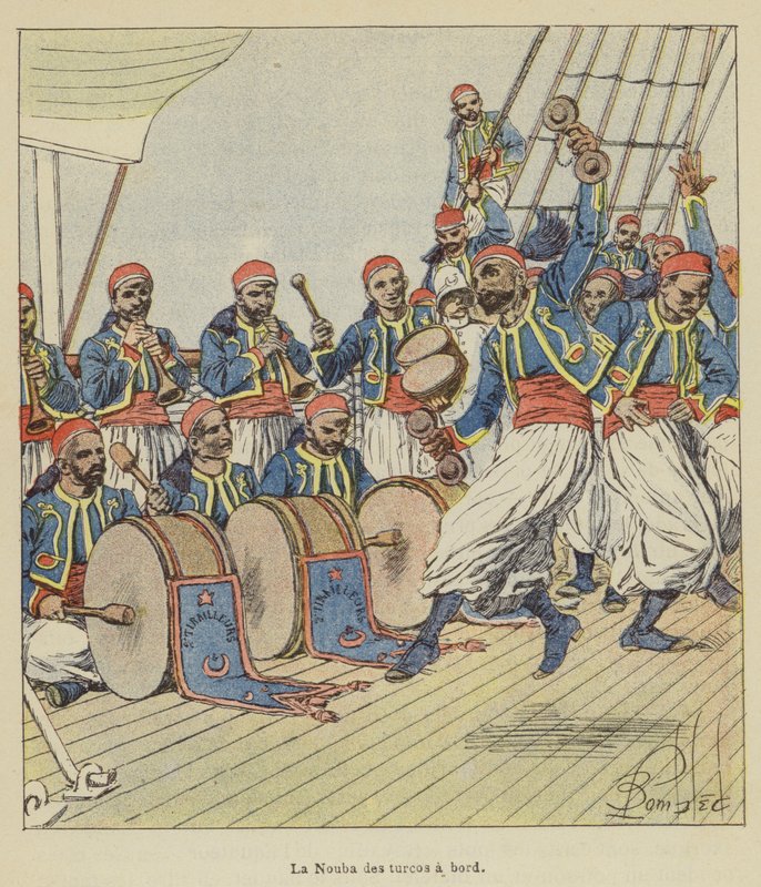 De Nouba van de Turcos aan boord door after Louis Charles Bombled