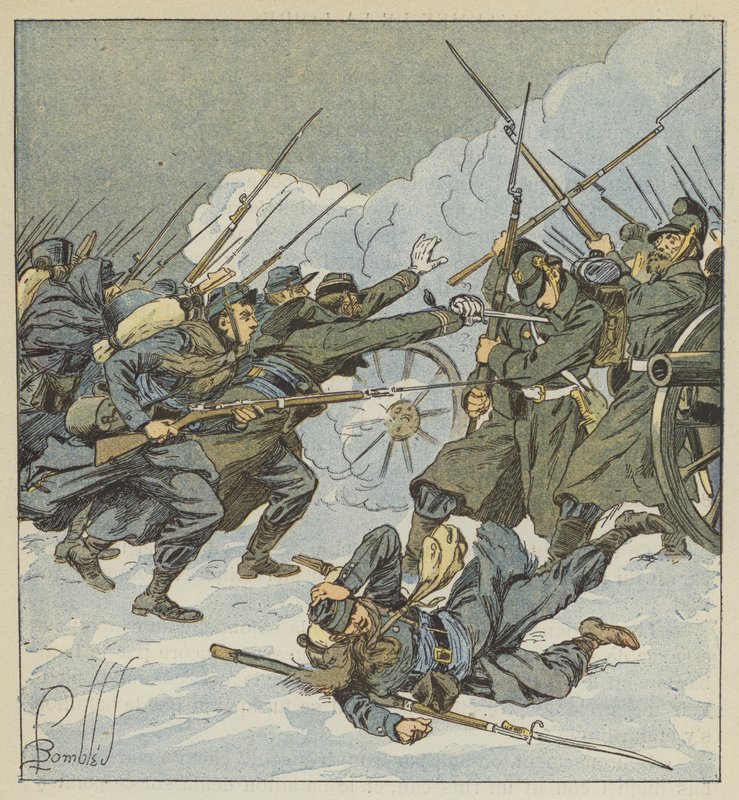 De compagnie Boudot van de 11e jagers stormt op een Duitse batterij af door after Louis Charles Bombled