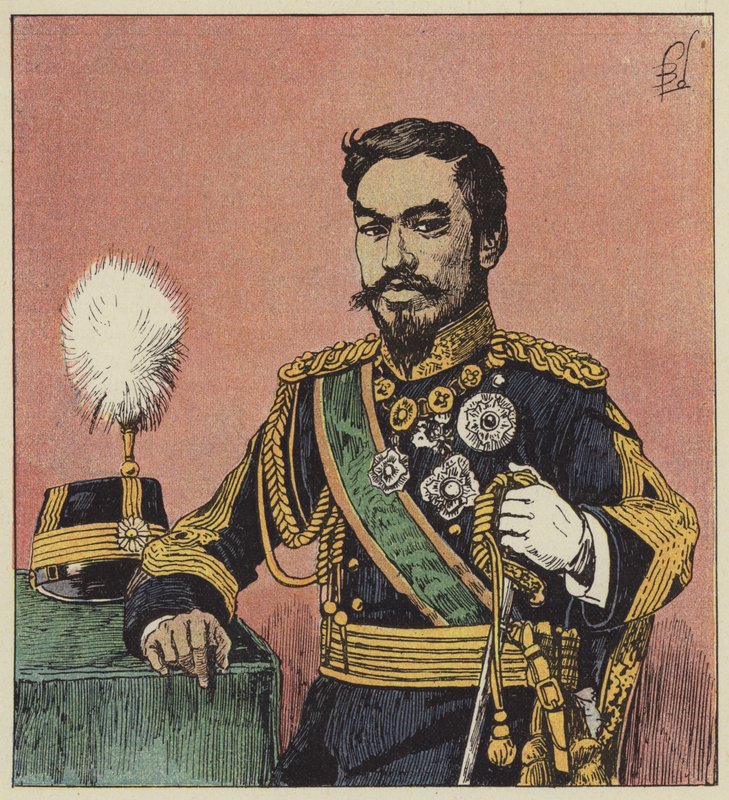 De Mikado Mutsu-Hito, keizer van Japan door after Louis Charles Bombled