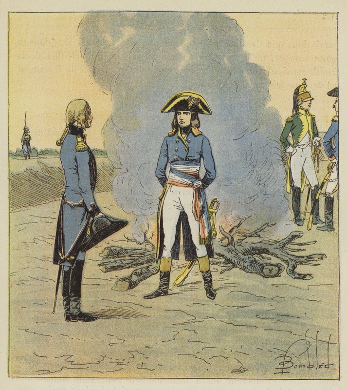 De jonge generaal gaf hem een opdracht met betrekking tot het vak toen hij hem als genieofficier zag door after Louis Charles Bombled