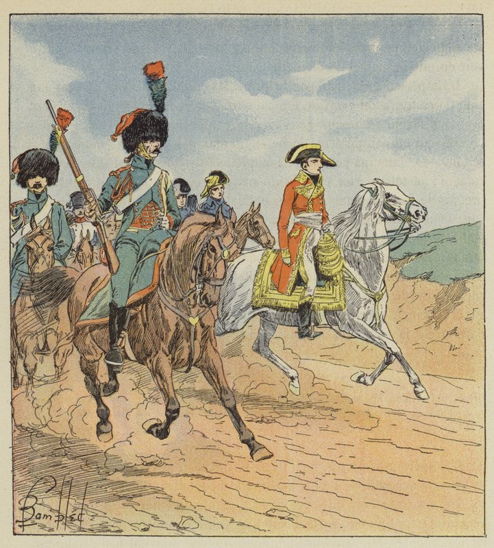 De eerste consul en de jagers van de consulaire garde door after Louis Charles Bombled