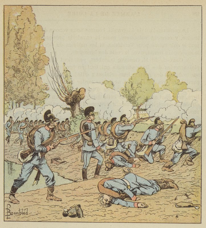 De Duitsers vallen het park van Dames-Blanches aan door after Louis Charles Bombled