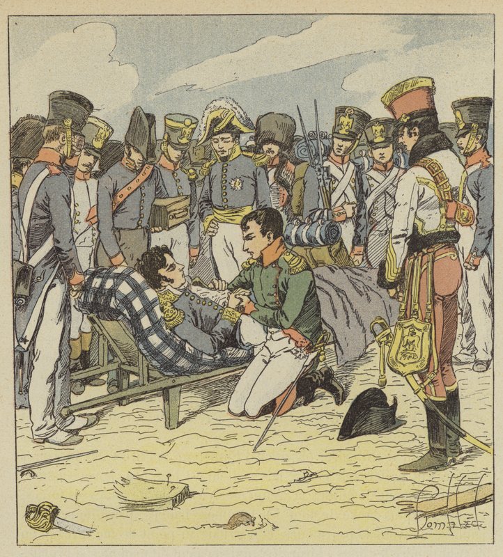Napoleon en maarschalk Lannes stervend door after Louis Charles Bombled