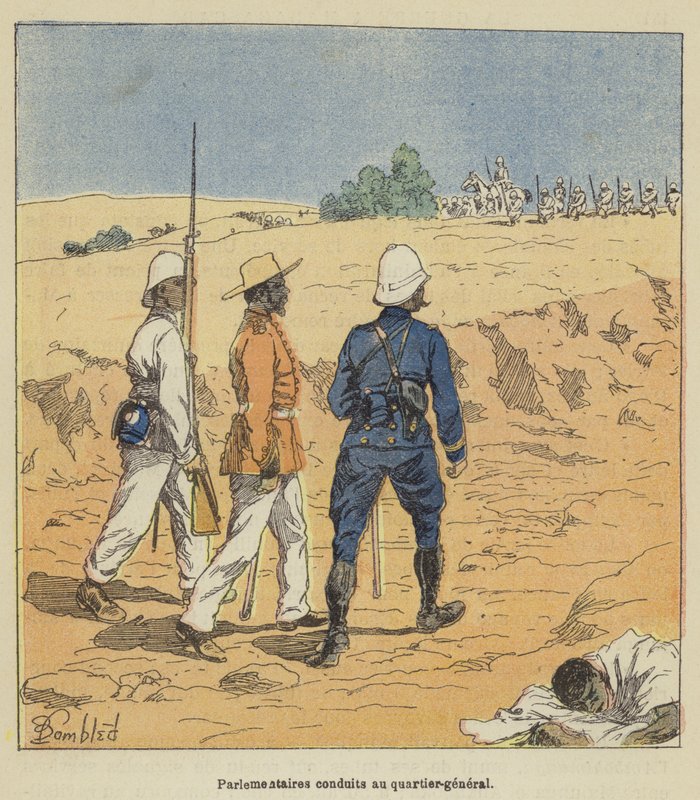 Onderhandelaars naar het hoofdkwartier gebracht door after Louis Charles Bombled