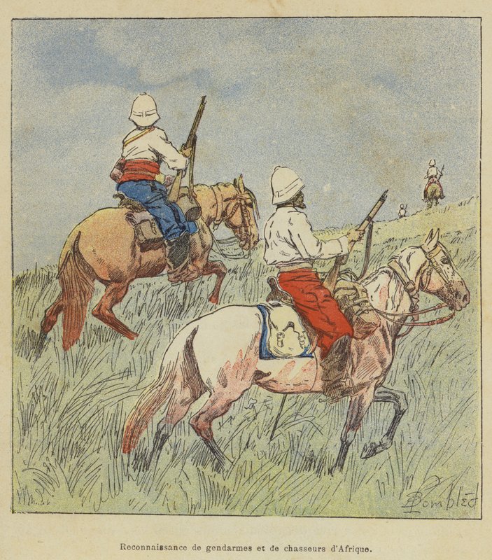 Verkenning door gendarmes en Afrikaanse jagers door after Louis Charles Bombled