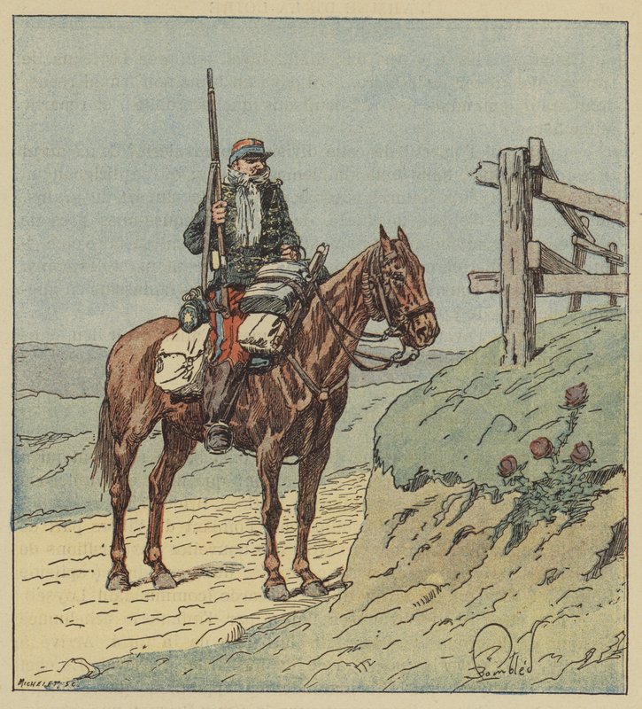 Wachtpost van het 6e huzaren door after Louis Charles Bombled