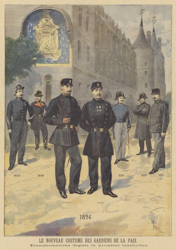Nieuwe uniformen voor de politie door after Oswaldo Tofani