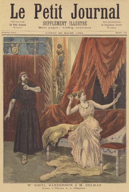 Sibyl Sanderson en Jean-Francois Delmas in Thais, in de Opera van Parijs door after Oswaldo Tofani