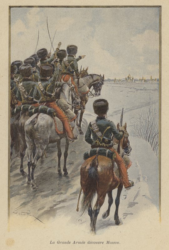 Napoleons Grande Armée arriveert voor Moskou, 1812 door after Paris