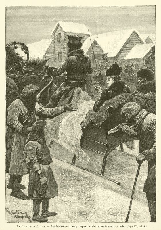 De hongersnood in Rusland door after Richard Caton II Woodville