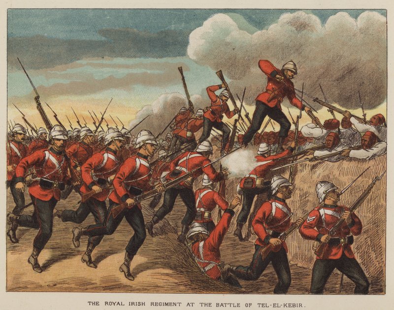Het Royal Irish Regiment bij de Slag om Tel-El-Kebir door after Richard Simkin