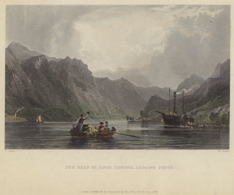 Het hoofd van Loch Lomond, kijkend naar het zuiden door after Thomas Allom