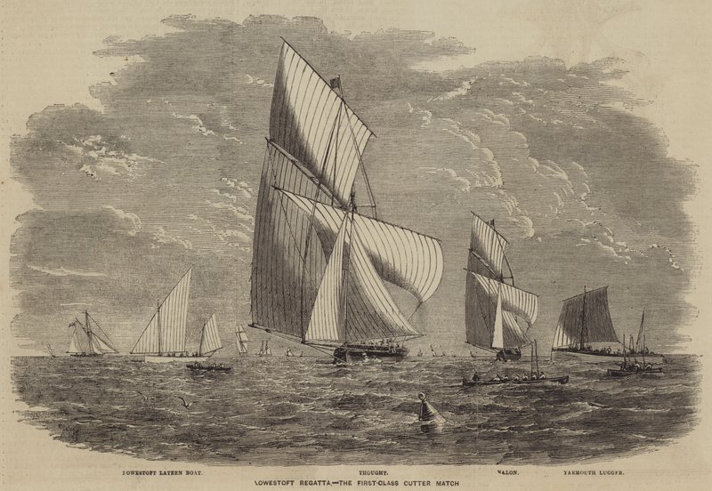 Regatta van Lowestoft, de Eerste-Klasse Cutter Wedstrijd door after Thomas Harrington Wilson