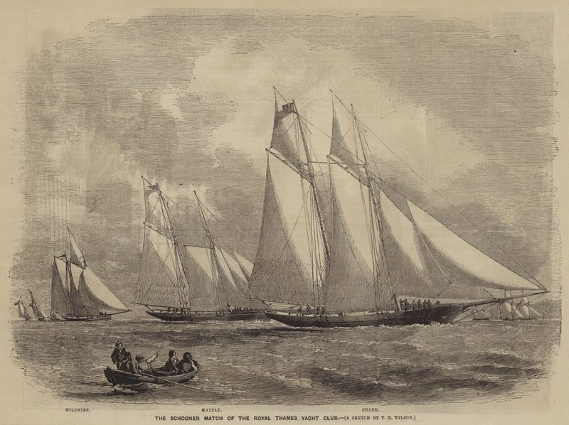 De Schoonerwedstrijd van de Koninklijke Thames Jachtclub door after Thomas Harrington Wilson