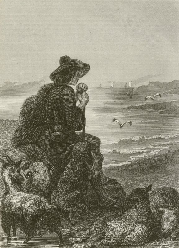 De herder en de zee door after Tony Johannot